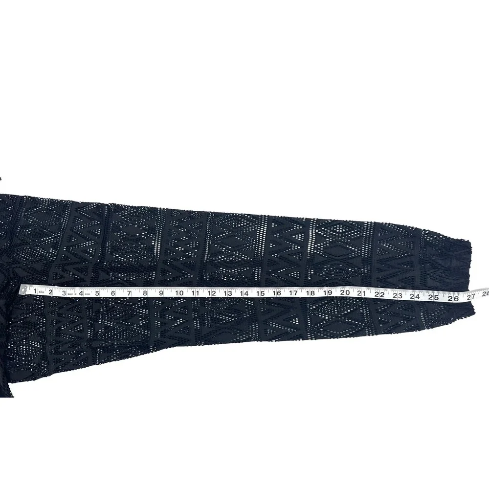 Pacific Beach Crochet Swim Cover Up Pants Womens Medium Black Drawstring Jogger